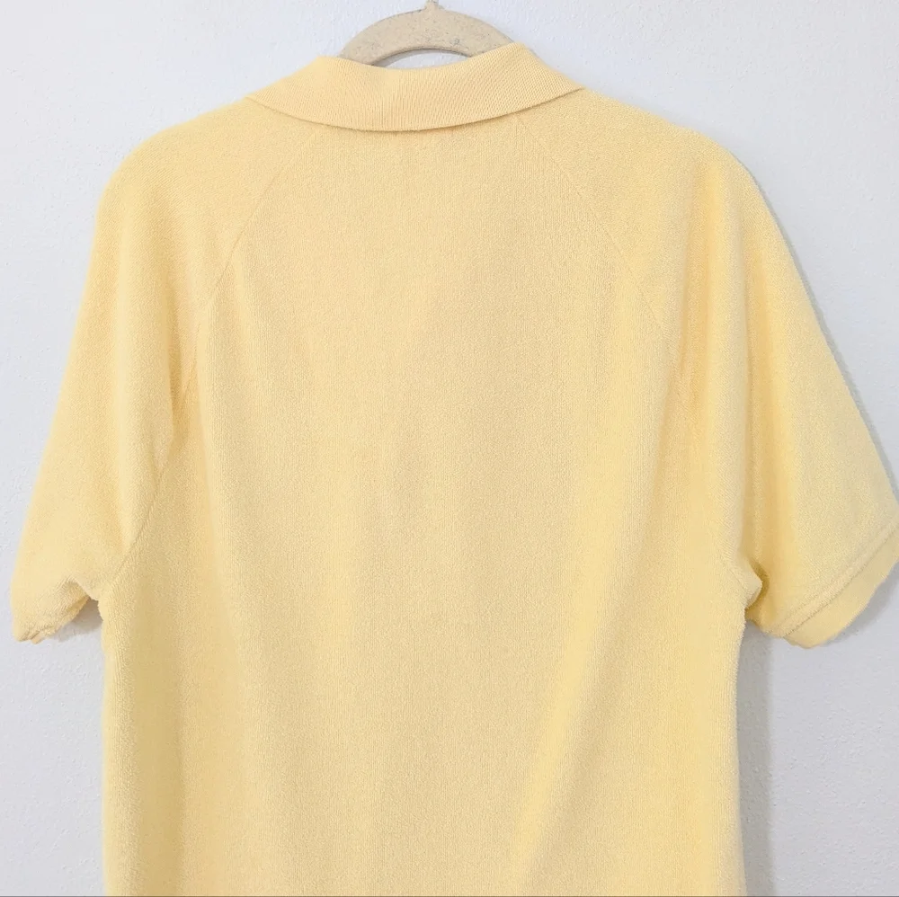 J. Crew Terry Cloth Polo Shirt Short Sleeve Collared French Terry Yellow Small S
